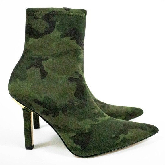 Good American Camo Ankle Boots Women 6 Pointed Toe Stiletto Heeled Ankle Booties - Picture 1 of 12